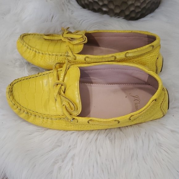 J. Crew Vibrant Yellow Croc-Embossed Moccasins Slipon Sz 8 - Picture 11 of 16